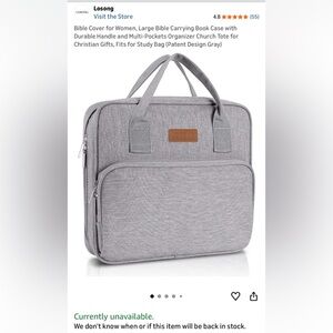 Gray Cloth Full Zipper Bible Planner Carry Case Holder